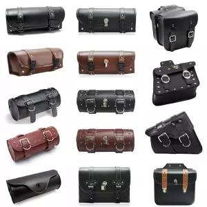 원통 가방 박스 할리 툴 바이크 오토바이 가죽 보고 미니 사이드백 블랙 징 스더드 버클