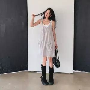 쉬폰 셔츠 뷔스티에 나시 롱니트 셔링 온나핏 (WFKNXRD)