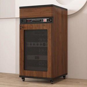 U-바, 통기성 메시 디자인, 녹음 스튜디오용 견고한 AV 스탠드, 넉넉한 수납 공간, 브라운(20.4x42.5 / 52x108cm) 오디오 랙 미디어 수납장