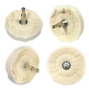 드릴용 3인치 버핑 휠, 1/4인치 손잡이가 있는 패드 면 연마 금속 알루미늄, 스테인리스 스틸, 크롬, 보석, 목재, 플라스틱, 세라믹 4PCS용 휠 모양 도구