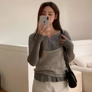 [코코블랑] 스퀘어 램스울 뷔스티에 니트