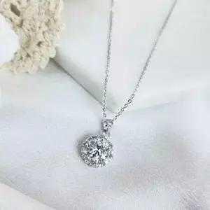 다이아몬드 주얼 다이아 꽃 클러스터 스터드 목걸이 WC8D82B