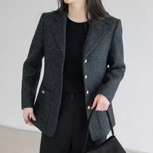 엄마옷 마담4060 자켓 데일리 여성 모던베이직 포켓트위드카라울-YJK2601009-