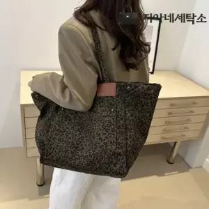 [지아네세탁소] 레오캔버스 숄더백 호피캔버스 에코백 여성가방
