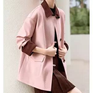 [하프클럽/]배색소매카라 하프코트 4EB632