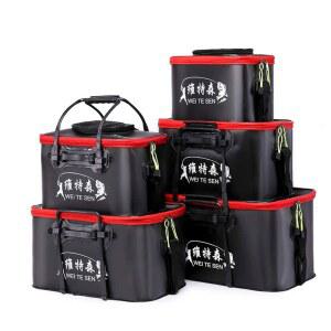 접이식 삐꾸통 대형 낚시통 물고기 두레박 미끼 장비 30cm 스트랩 하늘색