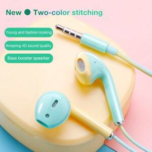 3.5mm 유선 이어폰 마카롱 멀티 컬러 헤드셋(베이스 이어버드 포함) 스테레오 음악 스포츠 게임용 헤드폰(샤오미용 마이크 포함)