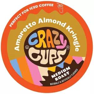 Crazy Cups Amaretto 커피 포드 K 컵 큐리그 머신용 아몬드 크링글 뜨겁거나 아이스 추출 22개입 티타임 브