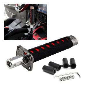 KBAEY 사무라이 검 변속 노브, 자동차 카타나 수동 변속기 기어 핸들, 대부분의 차량용 범용 알루미늄 합금 스틱 액세서리(블랙+레드)