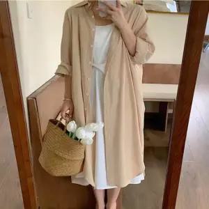 베이직한 셔츠롱 가디건 포켓 밑단 사이드트임 원피스 원피스 롱원피스 루즈핏 롱남방