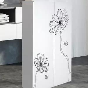 욕실장 벽걸이 모던 화장실용 욕실 수납장 수건장 선반형 플라워 실용적 화이트 디자인 수납함 꽃무늬