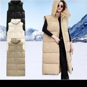여성롱패딩조끼 패딩조끼 오버핏 허리끈 슬림 겨울패딩조끼 아웃도어
