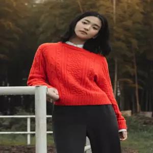 [폴햄]여성) 울블랜드 피셔맨조직 니트 (꽈배기 니트) 차콜,크림,그레이,레드