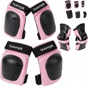 /성인/청소년 무릎 및 팔꿈치 패드 성인 손목 보호대 6 in 1 스케이트보드 자전거 롤러 스케이팅 사이클링