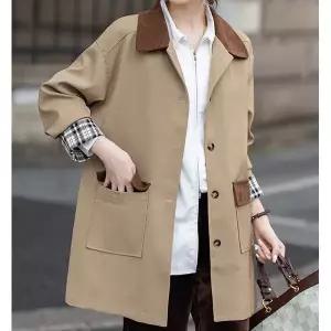 [하프클럽/]코듀로이엣지 싱글트렌치하프코트 4F109D