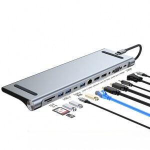 10/11/12-in-1 도킹 스테이션 노트북 스탠드 오디오 USB 타입-C 4K HDMI 100W PD SD/TF 디스플레이 포트 맥북 PC 컴퓨터 허브