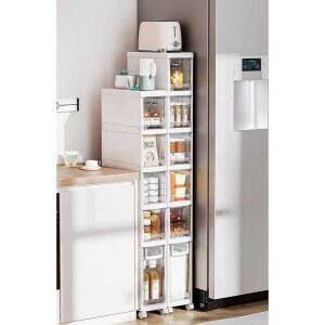 플라스틱 수납장 투명 틈새 서랍장 좁은 욕실 화이트 주방