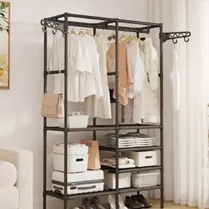 고품질 행거 옷걸이 수납장 조립식 원룸 스탠드 옷장 2단 시스템 다용도 시스템행거 옷걸이행거 WFIP93V