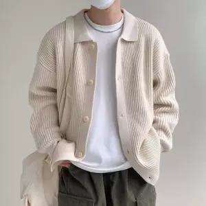 남성 세련 니트가디건 가디건 골지 카라넥 3컬러 HL]