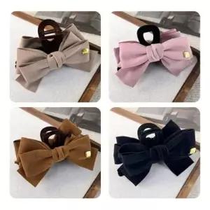 반묶음 올림머리 묶음머리 벨벳 빅리본 헤어핀 집게핀 WD30844