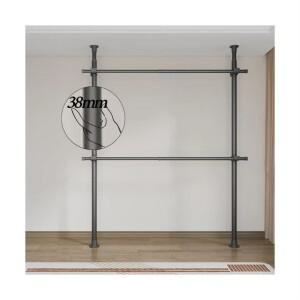 38mm 와이드 2단 행거 고정식 튼튼한 옷걸이 설치형 폭조절 건조대
