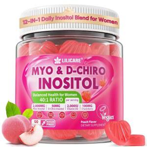 여성용 이노시톨 구미 체이스베리 Myo Inositol D Chiro 2000mg 50mg 메틸화 B12 및 엽산 콜린 마그네슘 D3