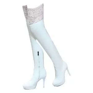 화이트롱부츠 무릎 겨울 흰색 빅사이즈 털부츠 가보시 힐 겨울부추 데일리 여성용 롱