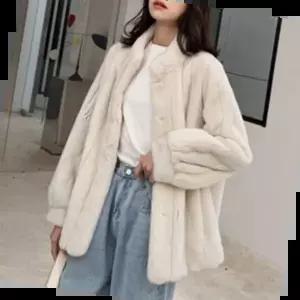 후리스자켓 페이크 여성 밍크 퍼 코트 루즈핏 미들코트 빅사