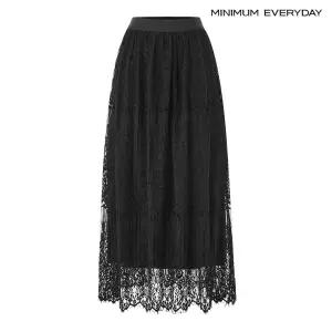 ( 에브리데이)페미닌 자수 패턴 레이스 밴딩 롱 스커트 (EC1WH002D)