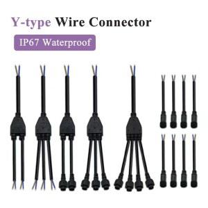방수 Y형 케이블 커넥터 IP67 암수 야외 램프 플러그 분배기 전선