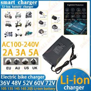 36V 48V 60V 72V 충전기 2A 3A 5A 10S 13S 16S 20S 리튬이온 배터리 팩 42V 54.6V 84V 전기자전거 스마트