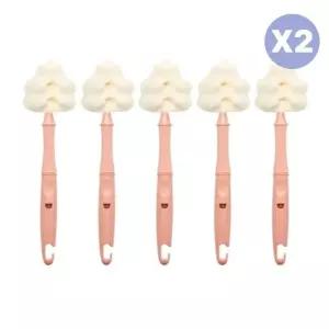 리에또 아기 젖병솔 물병 세척 브러쉬 핑크 5P X2