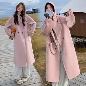 솔저스여성점퍼 시크 하프 후드 리버시블 모직 코트 추동 트렌치 OPH4