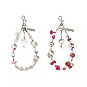 헬로키티 비즈 키링 2종 리본열쇠 포인트 데일리 레드핑크 감성액세서리 키홀더