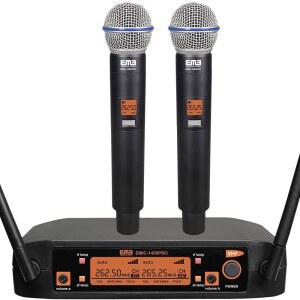 EMB E C1450 듀얼 VHF 무선 핸드헬드 마이크 시스템 충전 가능 수신기 노래방 DJ 결혼식 교회 교실 무대 비즈니스 야외 등 모든