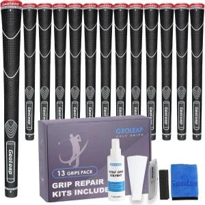 Geoleap 고무 골프 그립 세트 15개의 테이프와 모든 수리 키트가 포함된 13개의 미끄럼 방지 및 충격 흡수