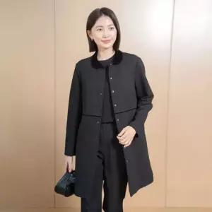 코트 칼라 하프 패딩 트렌치 코트 상의 여