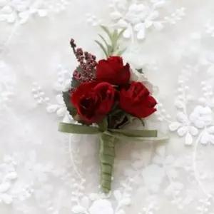 플라워 브로치 레드 부토니에코사지 옷핀브로치