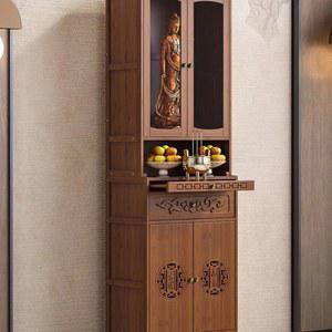 부처님 틈새 제단 스탠딩 가구용 길고 심플한 바퀴가 스티커 향상 바라 나무 불단 캐비닛