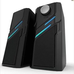 LENRUE 쉬운 손잡이가 있는 데스크탑 PC용 (USB 컴퓨터 AUX) 데스크톱 노트북용 강력한 스피커, 선명하고 터치 조명, 플러그 PC, 앤 모니터, 및 사운드, 플레이