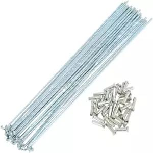 리파이록 14G J 벤드 자전거 스포크 225mm 길이 휠 니플 포함 MTB 실버 톤 카본 스틸 아연 도금 36 세트