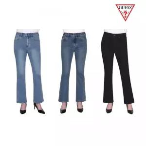 게스 여성 기모 청바지 슬림 부츠컷 겨울 블랙진 데님팬츠