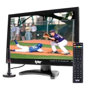 타일러 14 u201D 휴대용 TV LCD 모니터 1080P 충전식 리튬 배터리 작동, 안테나 2개, HDMI, USB, RCA, FM 라디오, 디지털 튜너, AV 입력, AC/D