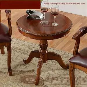 Haeif 엔틱 원목협탁 북유럽 호텔 침대프레임 원형