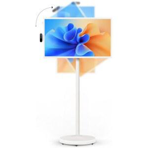 니니, 1080P 터치스크린, 회전식 디스플레이, 롤링 스탠드, 내장 배터리, 안드로이드 OS, 리모컨, 외장 4K 카메라로 32인치 스마트 휴대용 TV 플레이