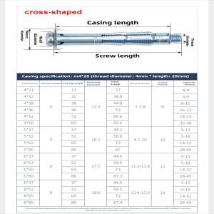 아연 도금 중공 벽 앵커 석고보드 확장 볼트 드라이월/중공 M4