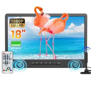 NORTHING 18.5인치 휴대용 TV 1080P 풀 HD, 안테나, 스탠드, HDMI /USB /AV 입력 기능 포함 6500mAh 충전식 소형 TV, 캠핑 키친 RV 카베드룸