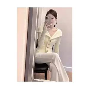 여자 정장세트 겨울 부잣집 천금 슬림핏 니트 바지 세트 BE4