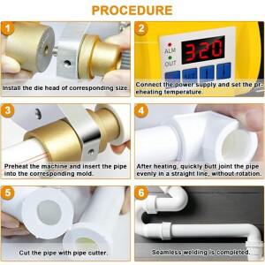 커터 카타800/1000W 플라스틱 파이프 용접 기계 220V  전문 핫멜트  PB/PP/PE/PPR 최대 320℃ 옵션 20/25/3