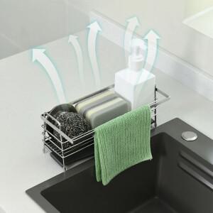 주방 싱크대 행주 걸이 카운터탑 선반 정리대 304 스테인리스 스틸 스펀지 배수대